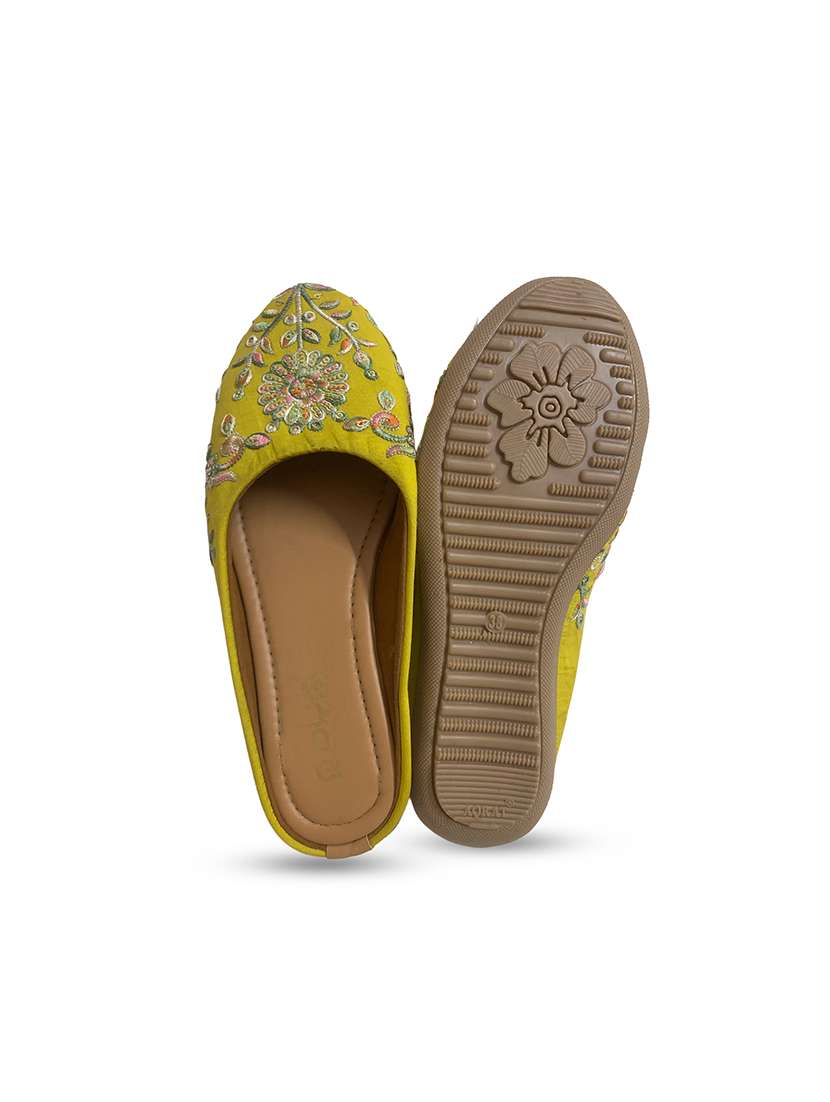 women pastel yellow slip on jutis & mojari - 22473272 -  Standard Image - 2
