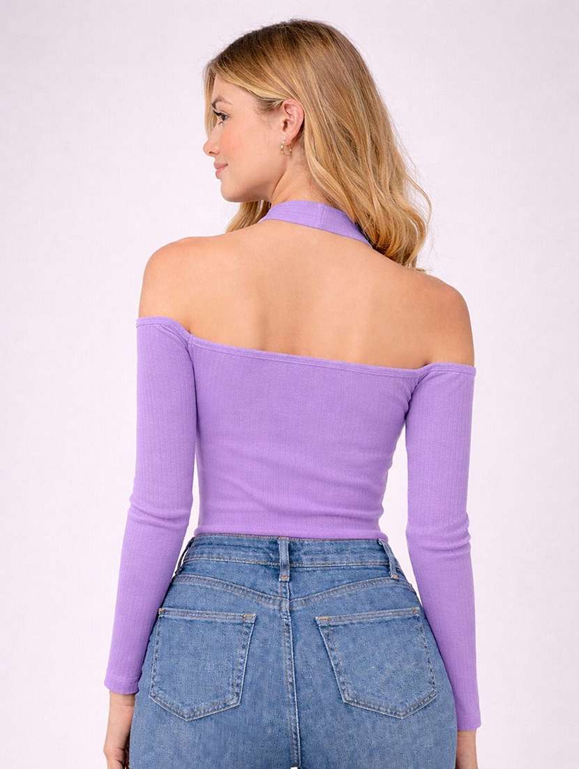 women solid purple viscose asymmetric top - 22473313 -  Standard Image - 2