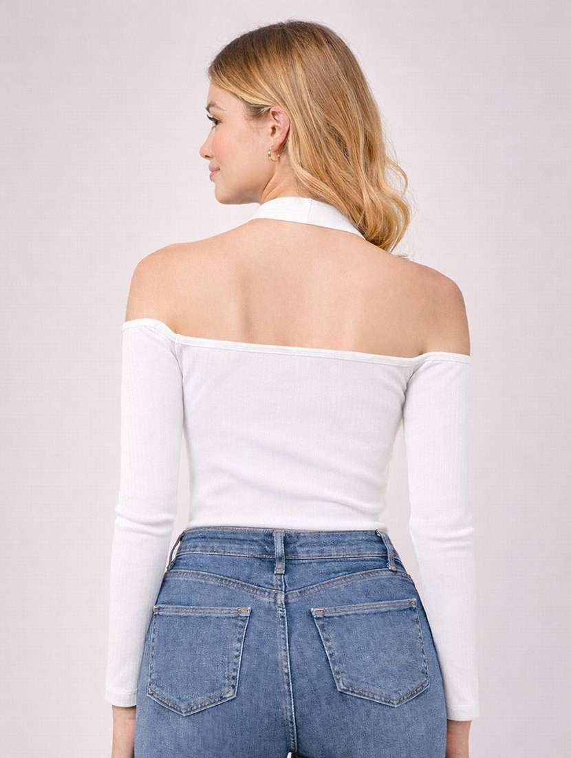 women solid halter neck long sleeve top - 22473315 -  Standard Image - 2