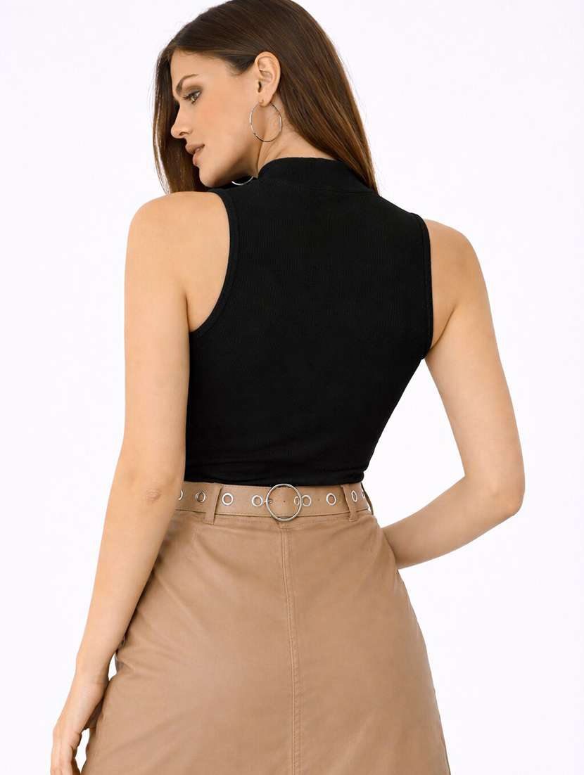 women solid black viscose wrap top - 22473324 -  Standard Image - 2