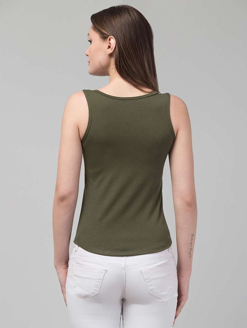 women solid green viscose tank top top - 22473325 -  Standard Image - 2