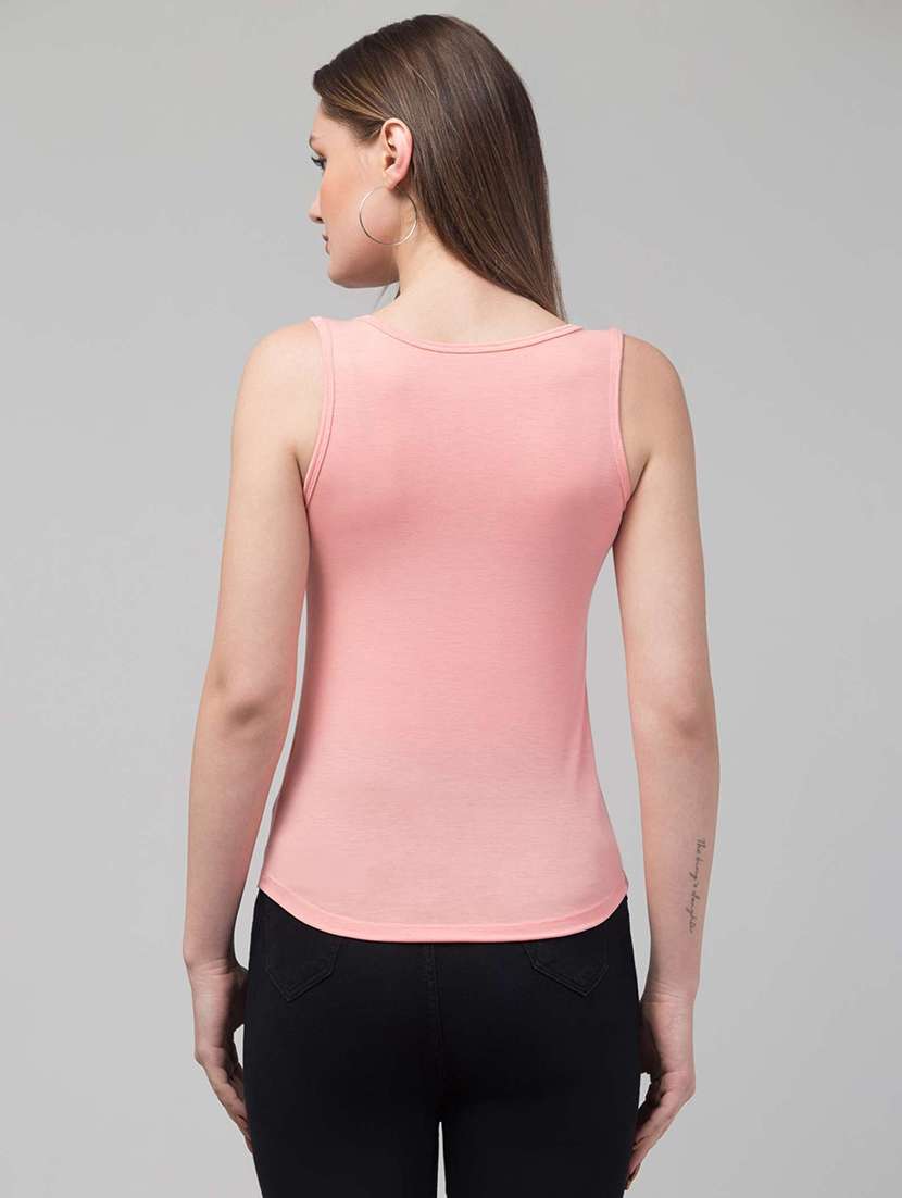 women solid pink viscose tank top top - 22473329 -  Standard Image - 2