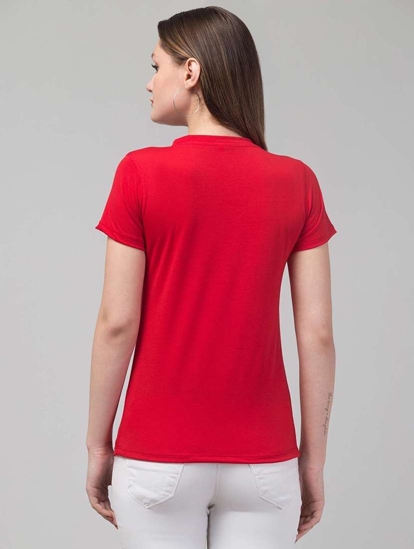 women solid short sleeve straight top - 22473333 -  Standard Image - 2