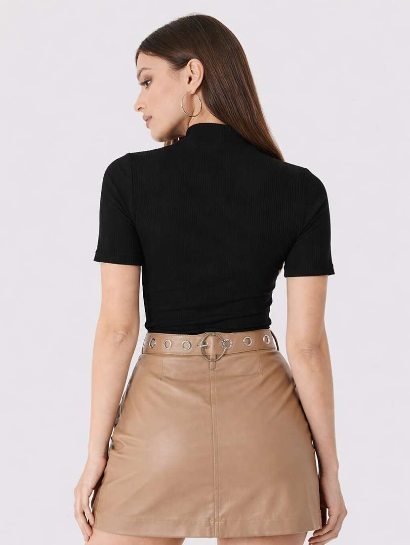 women solid short sleeve straight top - 22473344 -  Standard Image - 2