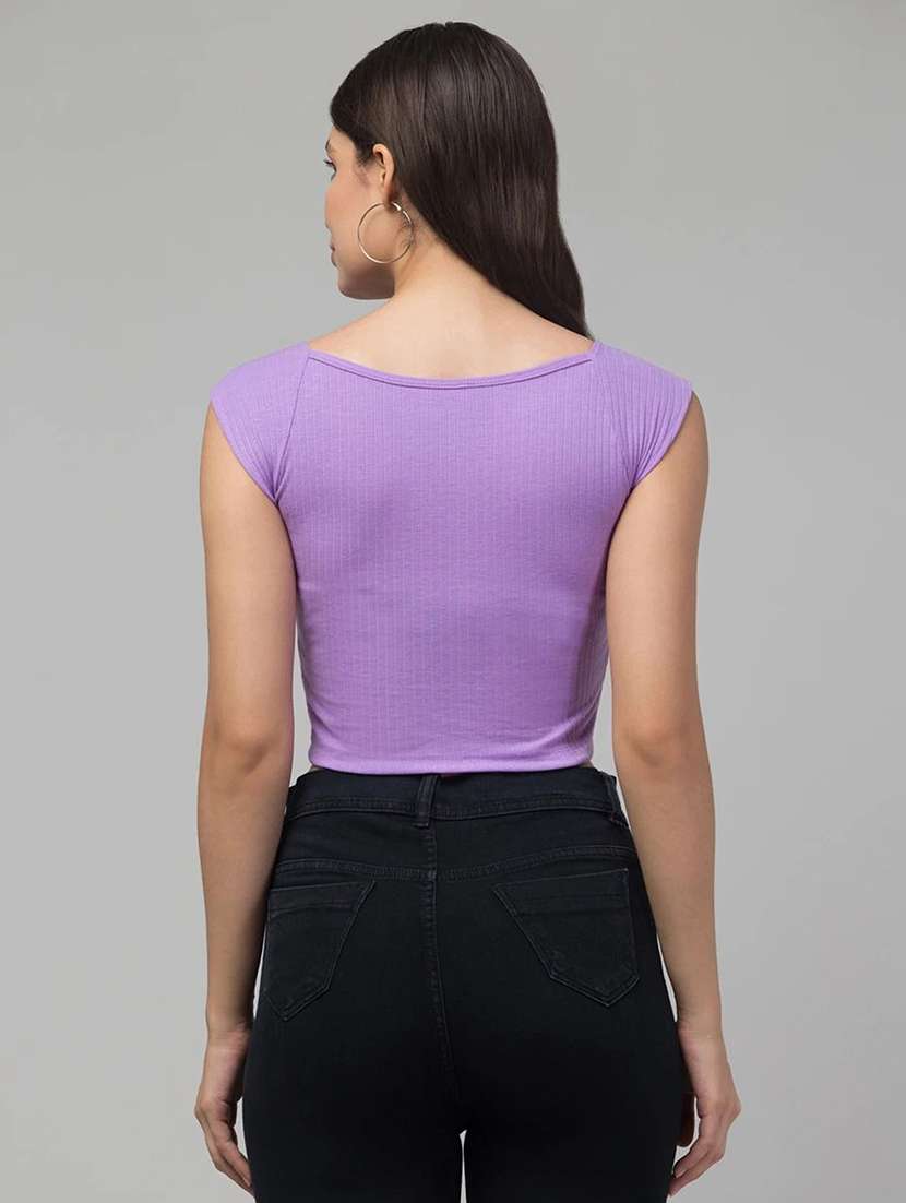 women solid  purple viscose wrap top - 22473349 -  Standard Image - 2