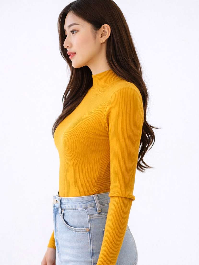 women solid long sleeve straight top - 22473352 -  Standard Image - 2