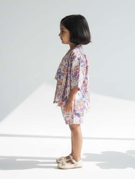 girls purple viscose shorts & top set co-ord set - 22473358 -  Standard Image - 2