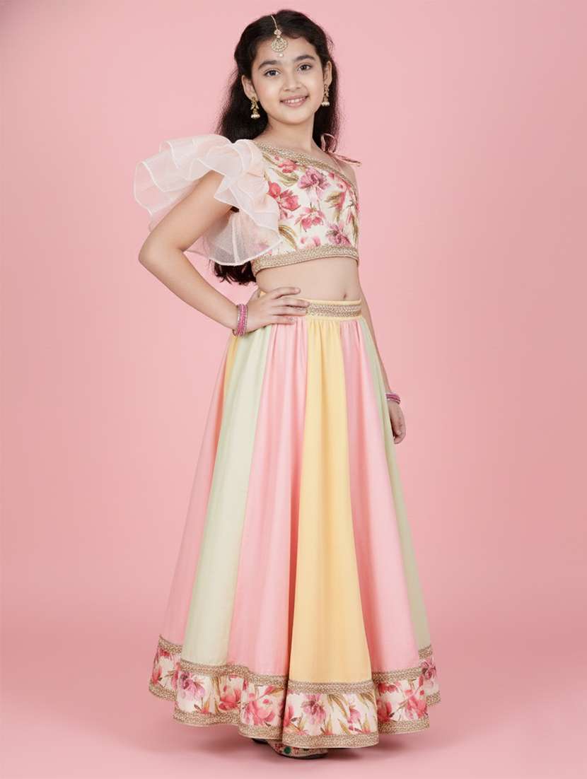 girls floral multi colored viscose lehenga choli - 22473425 -  Standard Image - 2