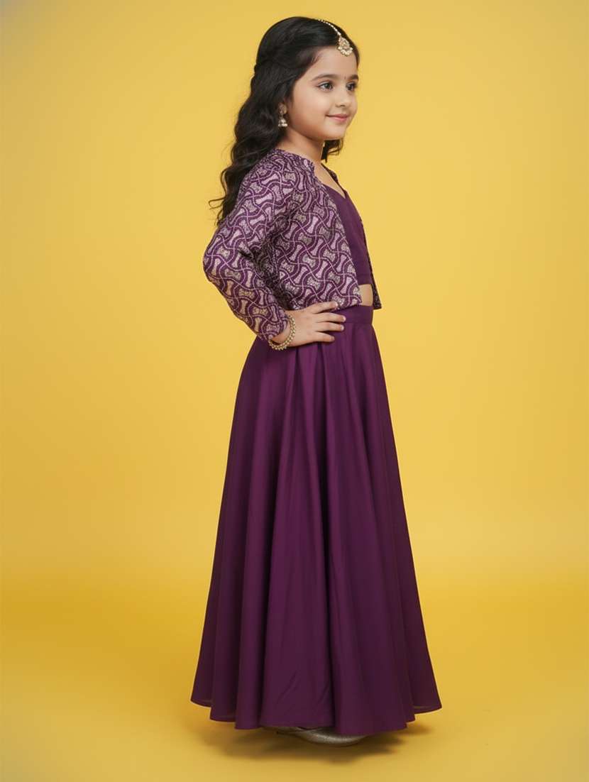 Girls Maroon Silk Blend Lehenga Choli - 22473427 -  Standard Image - 2