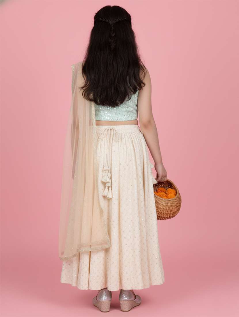 girls multi colored chanderi silk lehenga choli - 22473430 -  Standard Image - 2