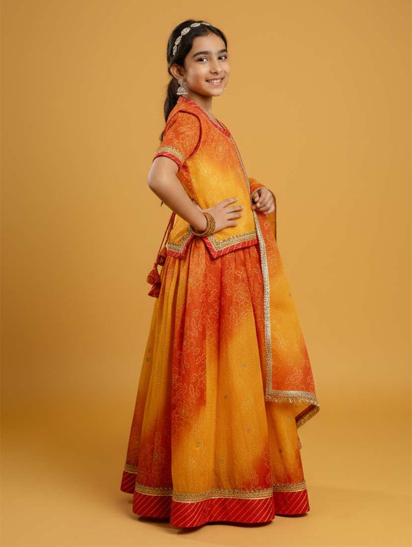 girls multi colored chanderi silk lehenga choli - 22473433 -  Standard Image - 2