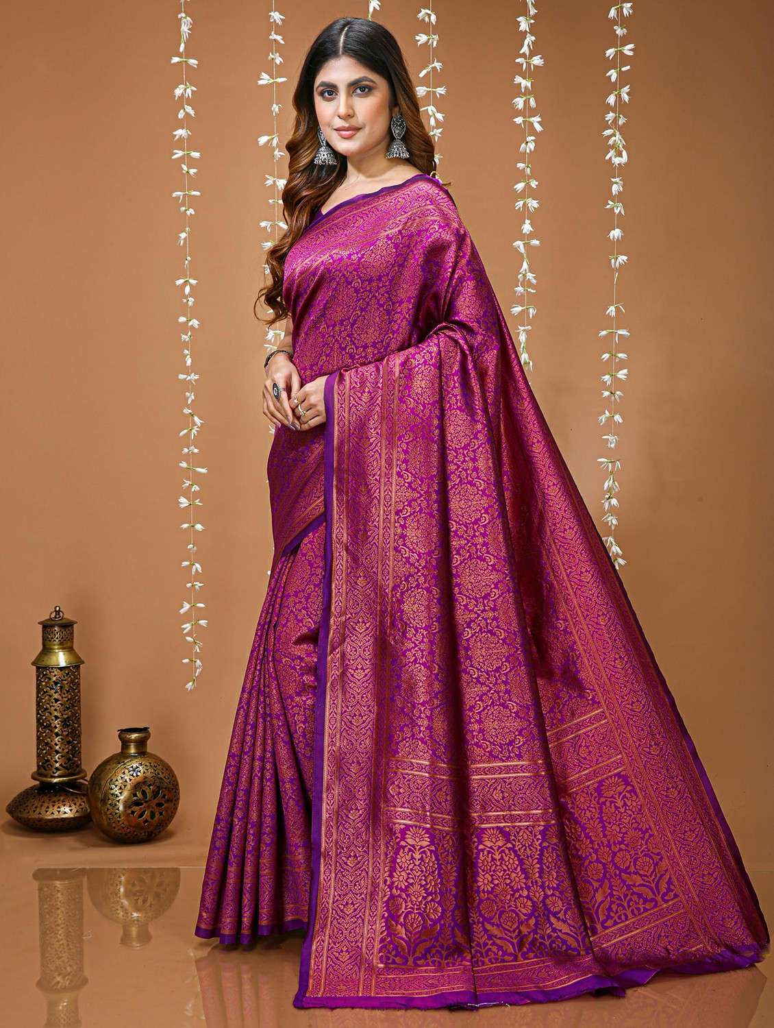 Women Purple Kanjivaram Saree With Blouse - 22473497 -  Standard Image - 2