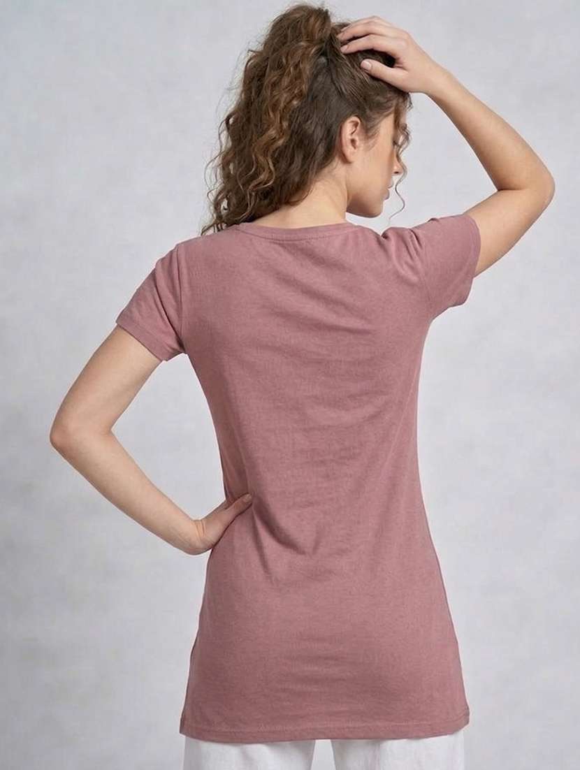 Women Printed Navy Blue Cotton Blend Front Print T-shirt - 22473616 -  Standard Image - 2