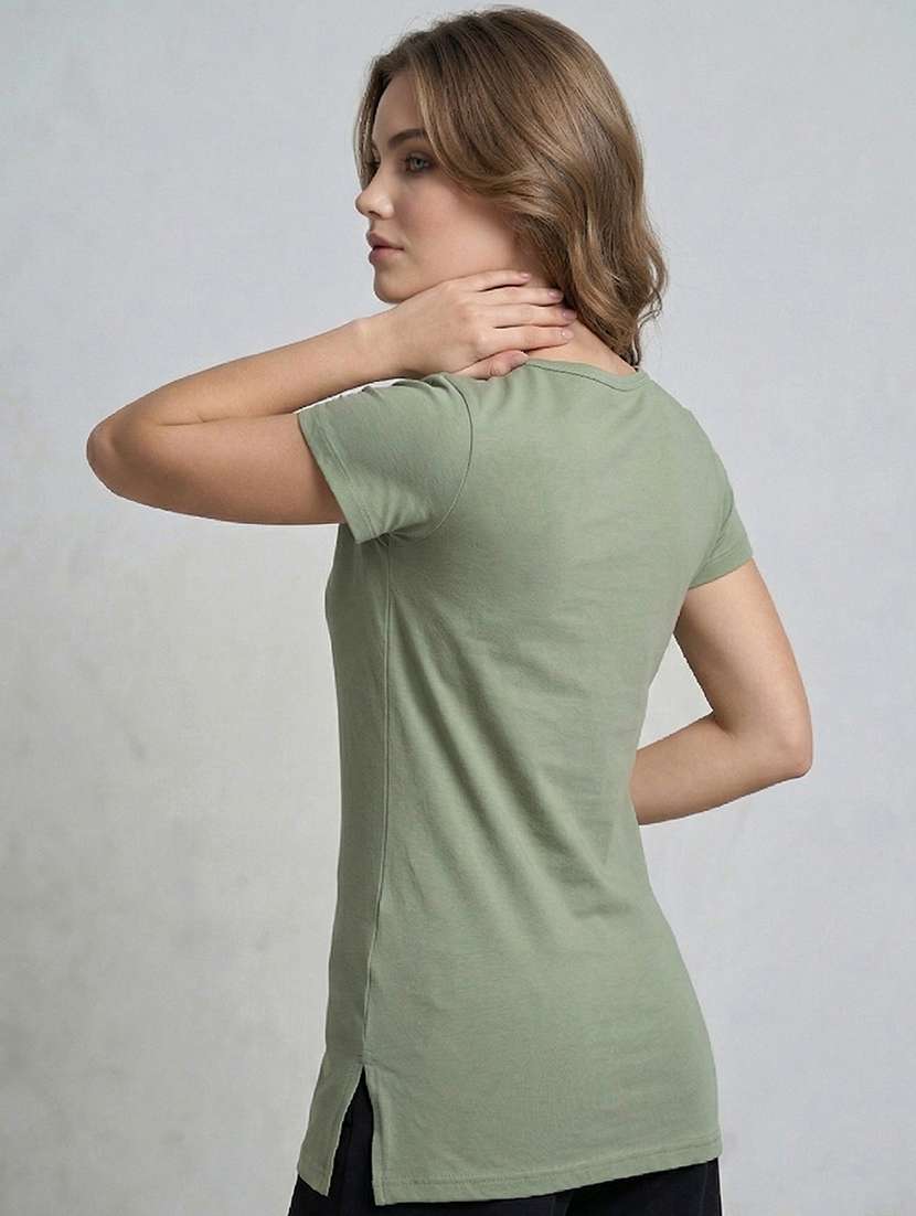 women printed peach cotton blend front print t-shirt - 22473629 -  Standard Image - 2