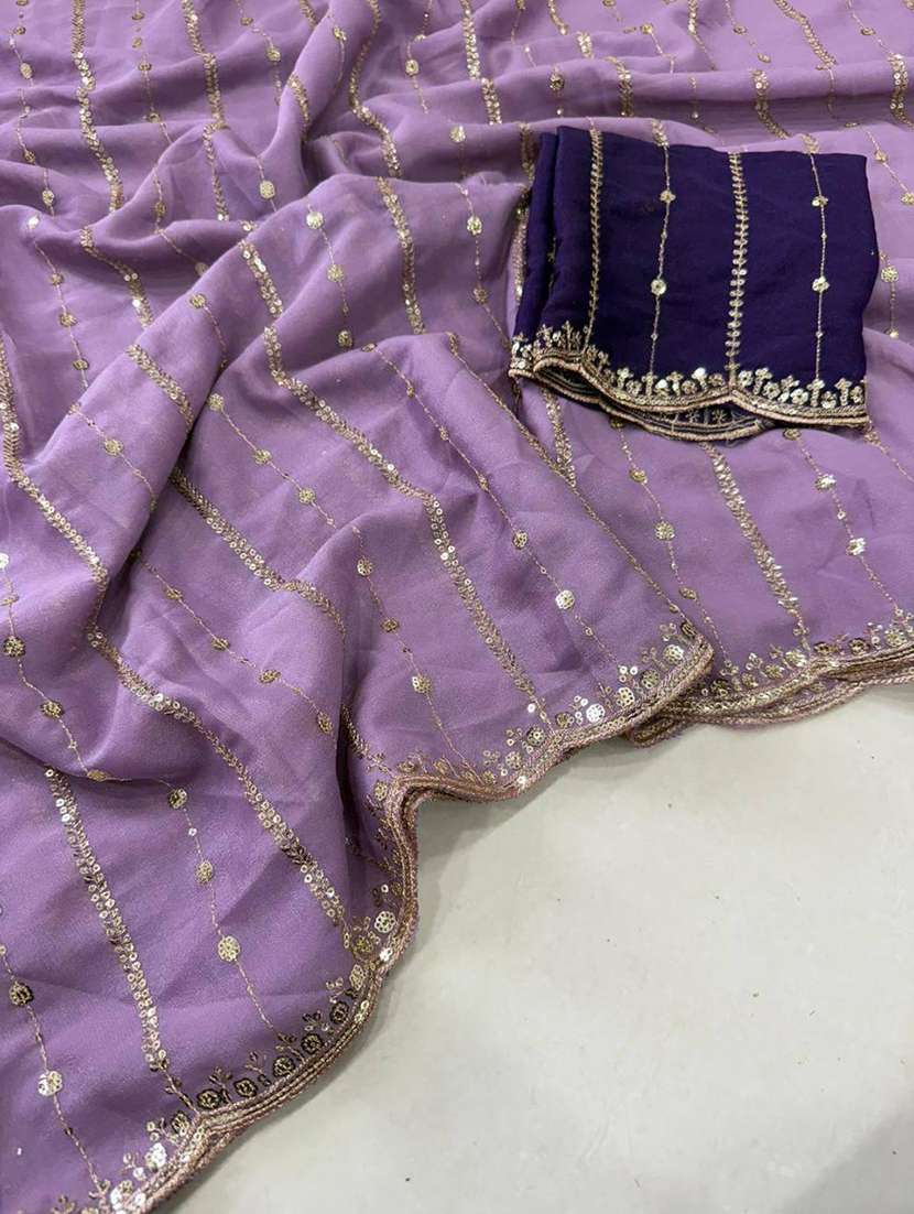women lavender embroidered saree with blouse - 22473659 -  Standard Image - 2