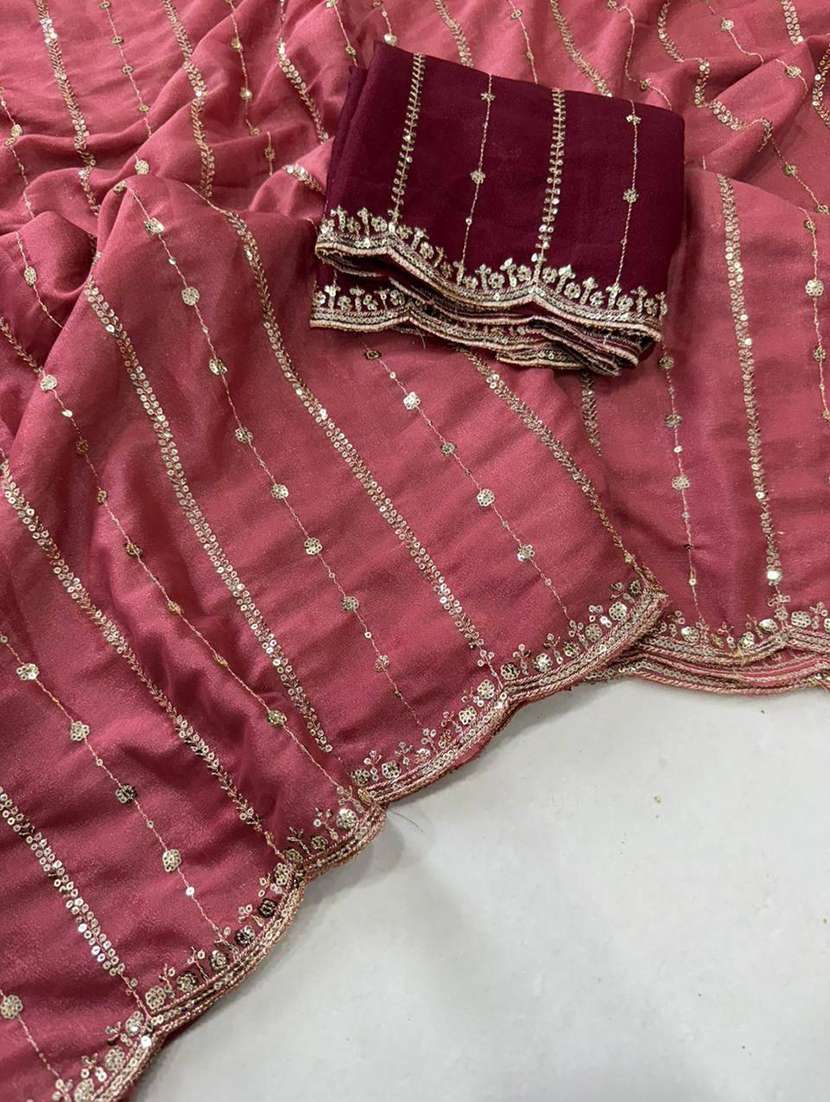 women embroidered saree with attached blouse with blouse - 22473662 -  Standard Image - 2