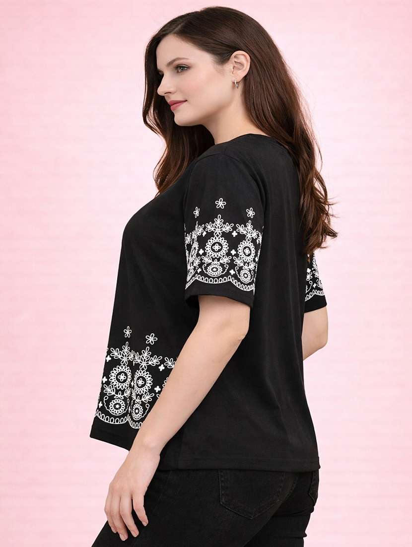 women black cotton crop top - 22473666 -  Standard Image - 2