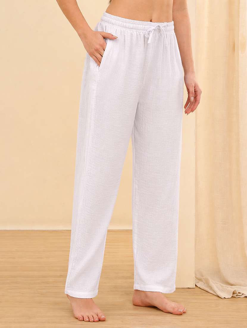 women off white cotton s pajama - 22473674 -  Standard Image - 2