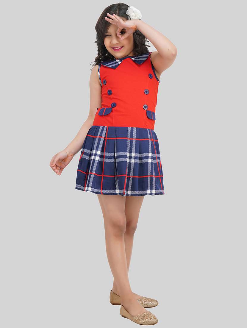Girls Red Polyester Fit & Flare Dress - 22473724 -  Standard Image - 2