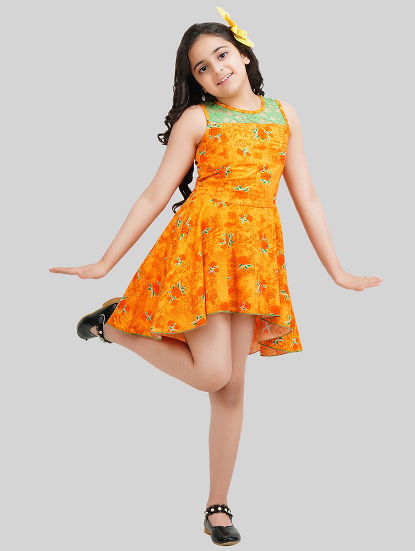 girls orange viscose a-line dress - 22473740 -  Standard Image - 2