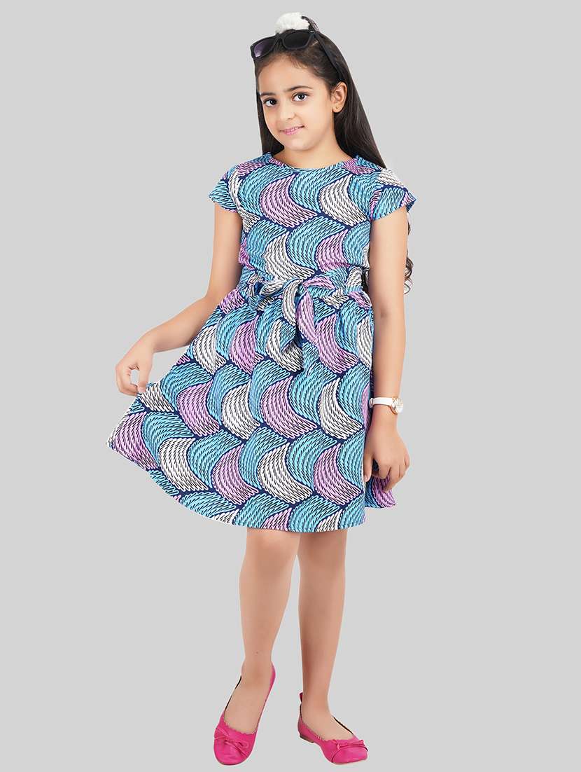 girl self design multi colored polyester fit & flare dress - 22473758 -  Standard Image - 2