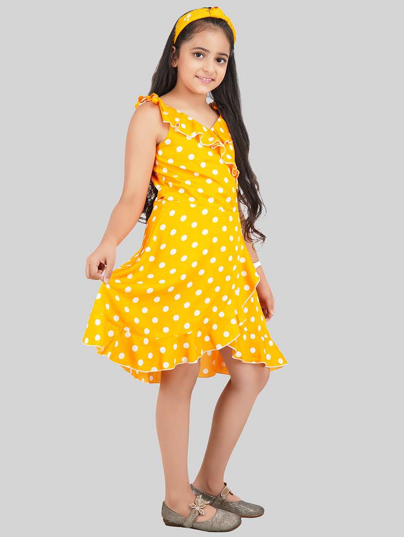 Girl Yellow Polyester Fit & Flare Dress - 22473769 -  Standard Image - 2