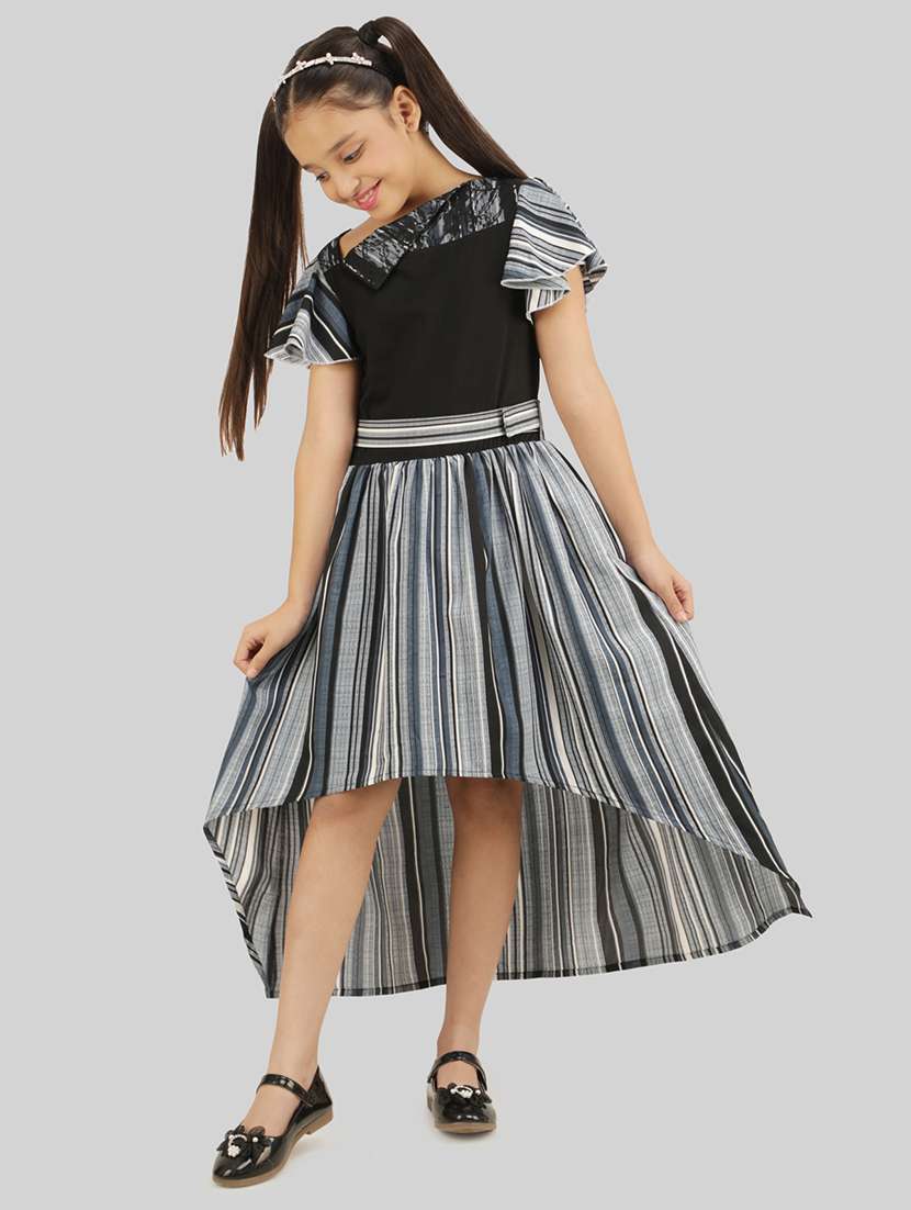 girls black polyester fit & flare dress - 22473771 -  Standard Image - 2