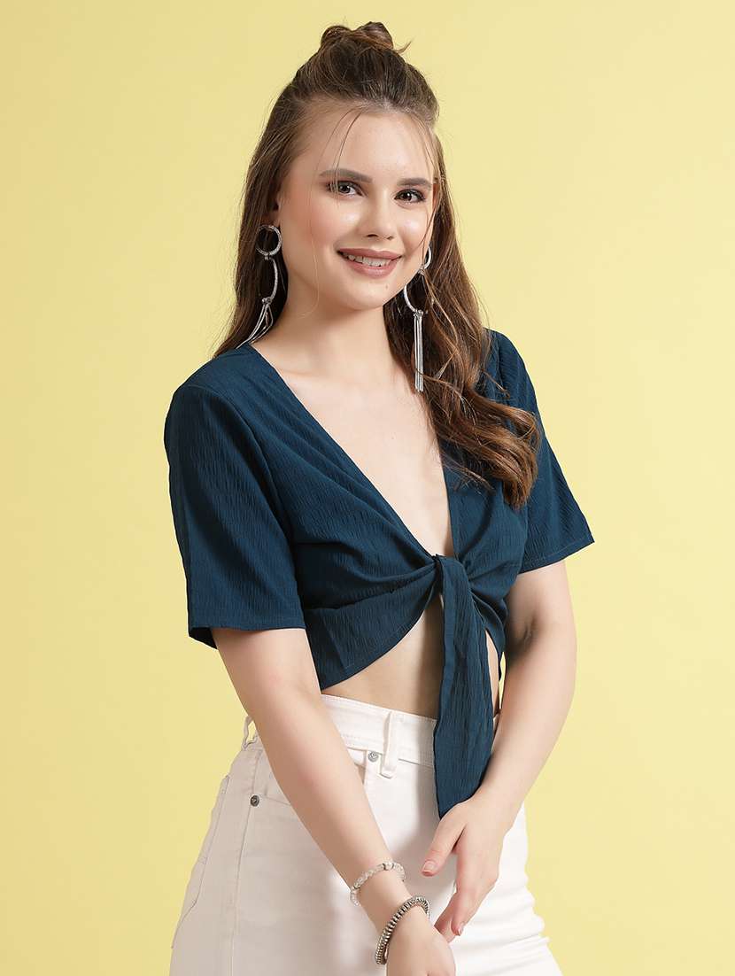 girl solid blue polyester tiered top - 22473784 -  Standard Image - 2