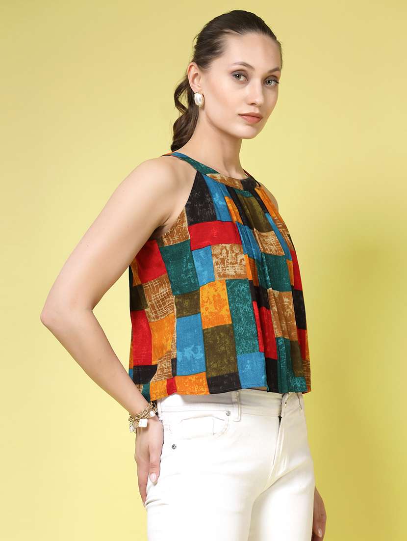 women printed green polyester regular top - 22473788 -  Standard Image - 2