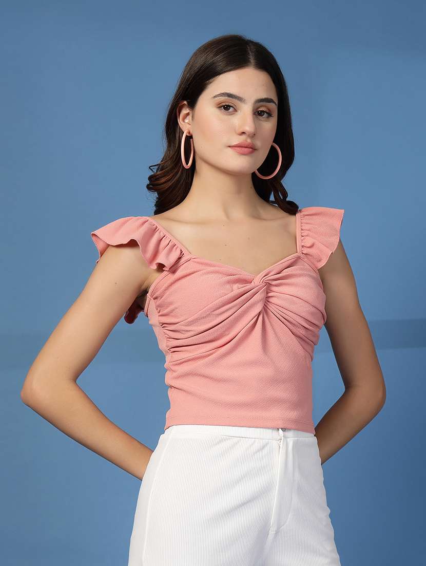 women solid sleeveless crop top