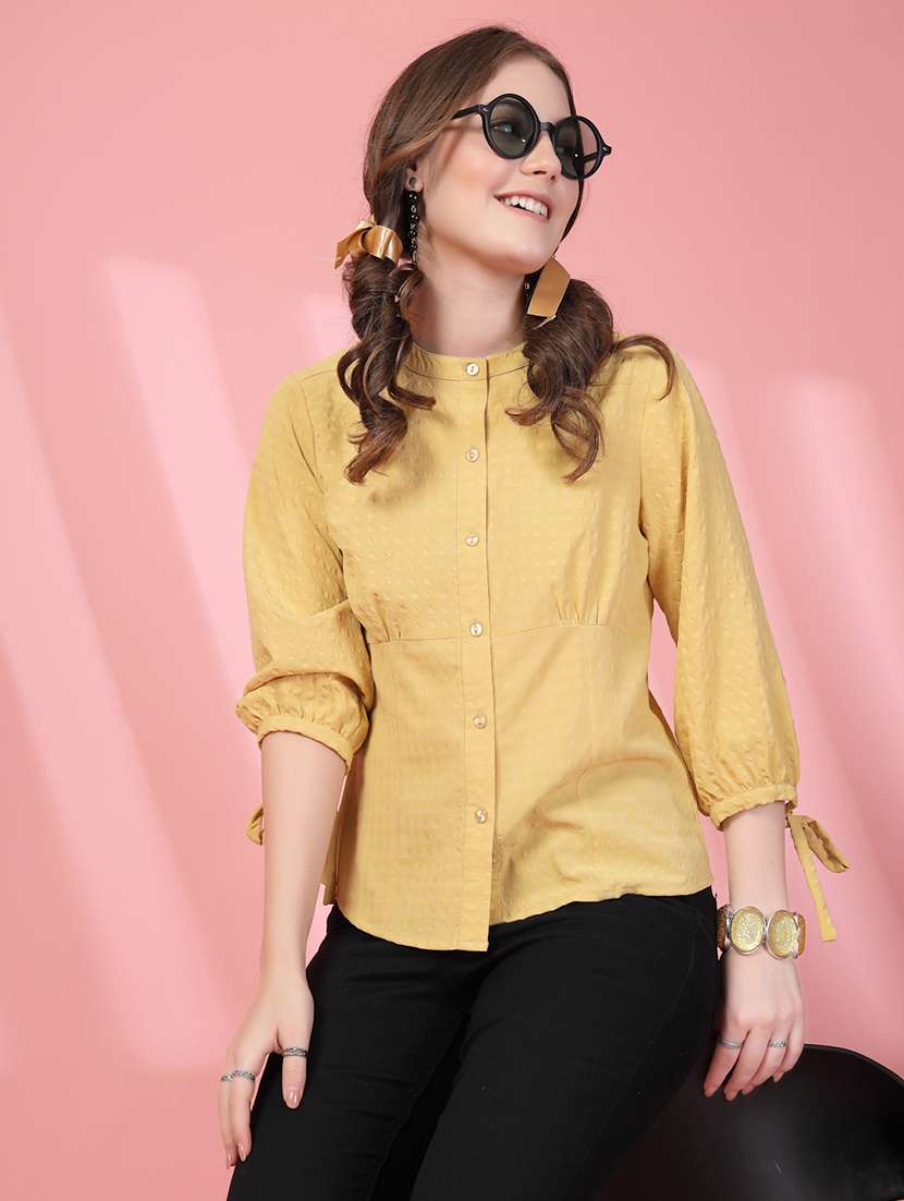 women checks yellow viscose regular shirt - 22473904 -  Standard Image - 2