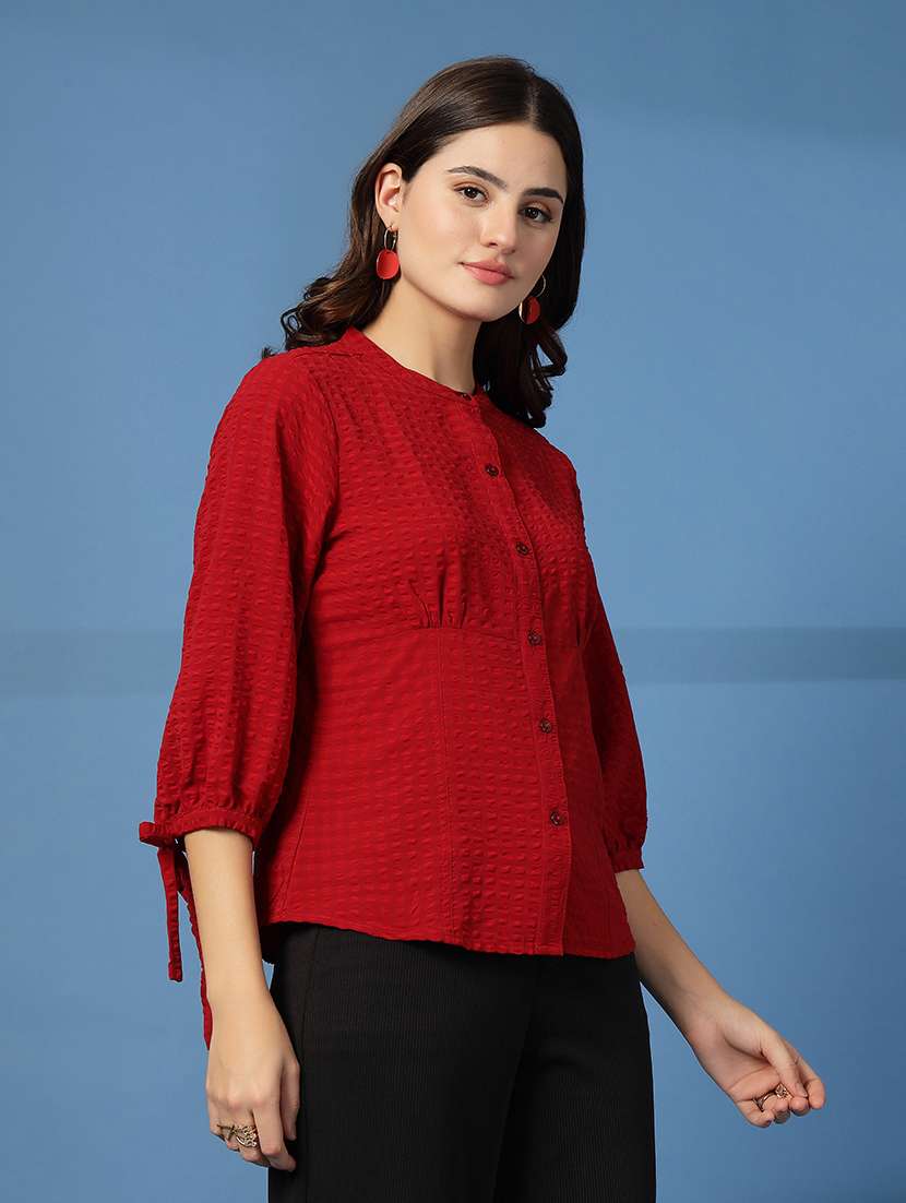 women checks red viscose regular shirt - 22473906 -  Standard Image - 2
