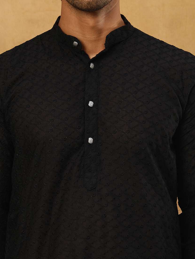 men black cotton long kurtas kurta - 22476932 -  Standard Image - 2