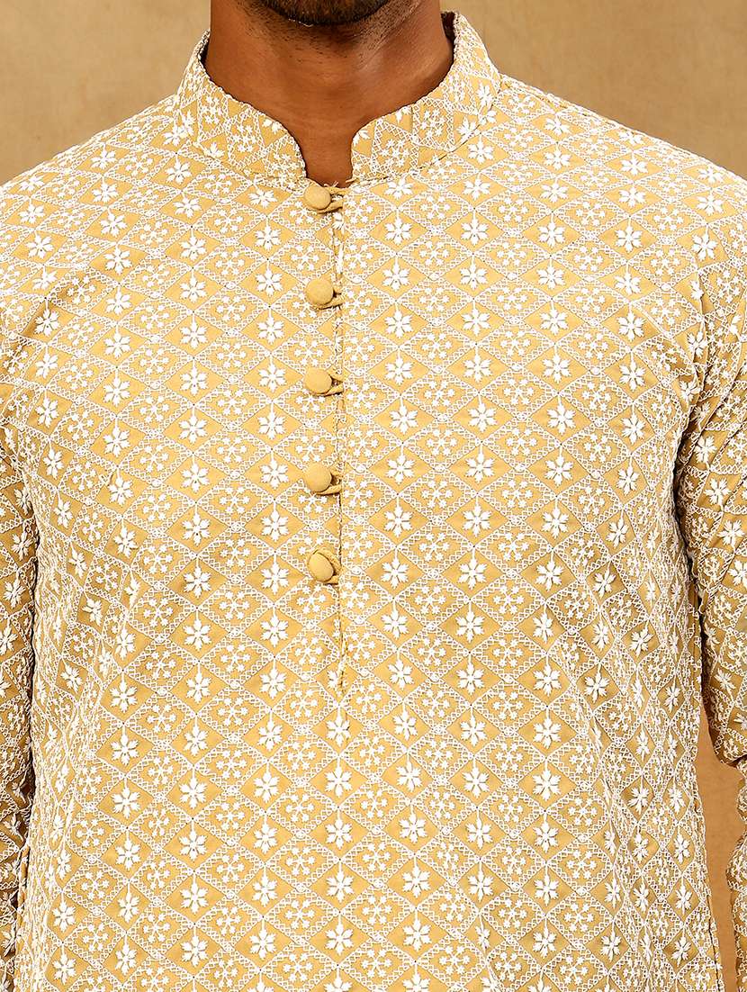 men embroidered long sleeve straight kurta - 22476934 -  Standard Image - 2
