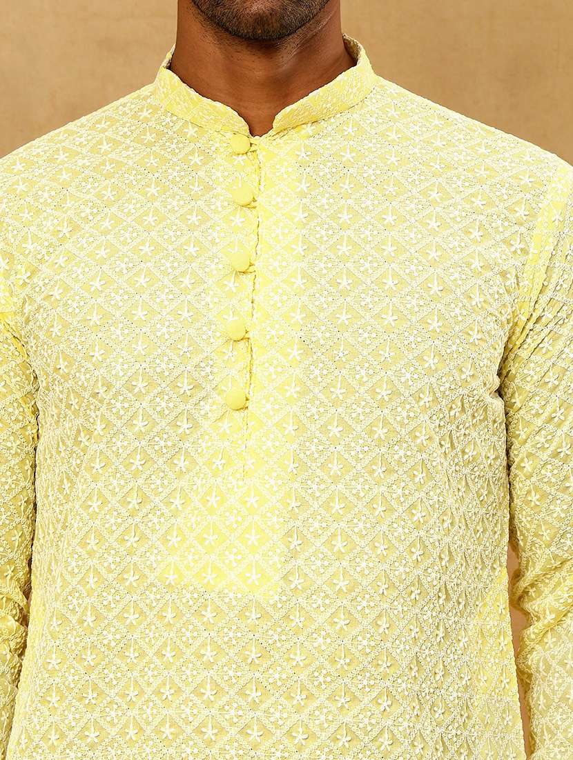 men embroidered long sleeve straight kurta - 22476938 -  Standard Image - 2
