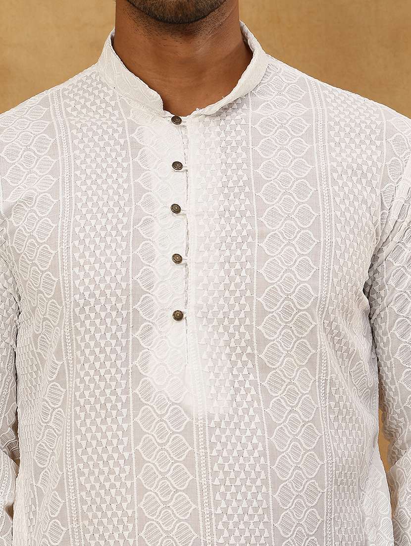 men embroidered long sleeve straight kurta - 22476939 -  Standard Image - 2