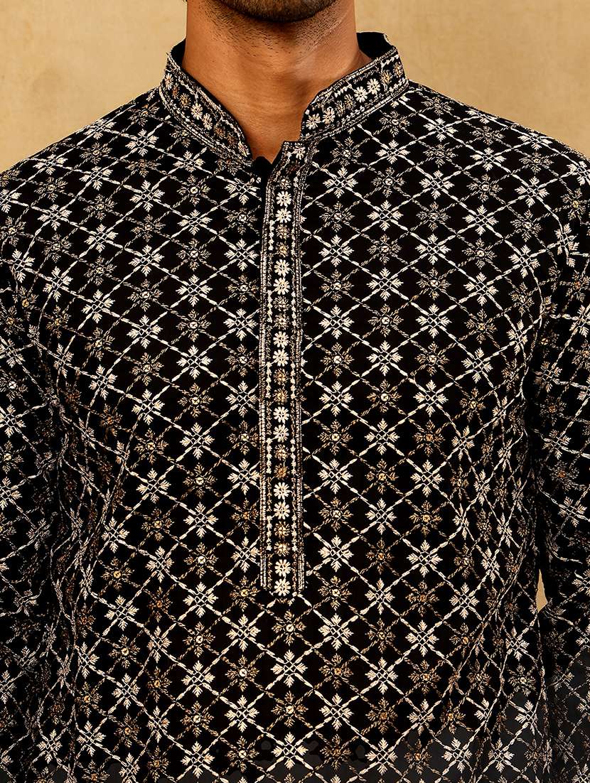 men black viscose long kurtas kurta - 22476948 -  Standard Image - 2