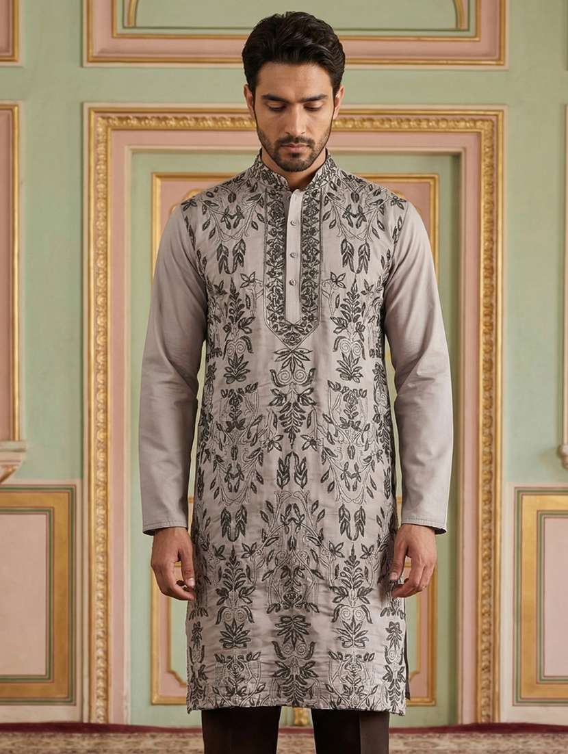 Men Embroidered Long Sleeve Straight Kurta - 22476953 -  Standard Image - 2
