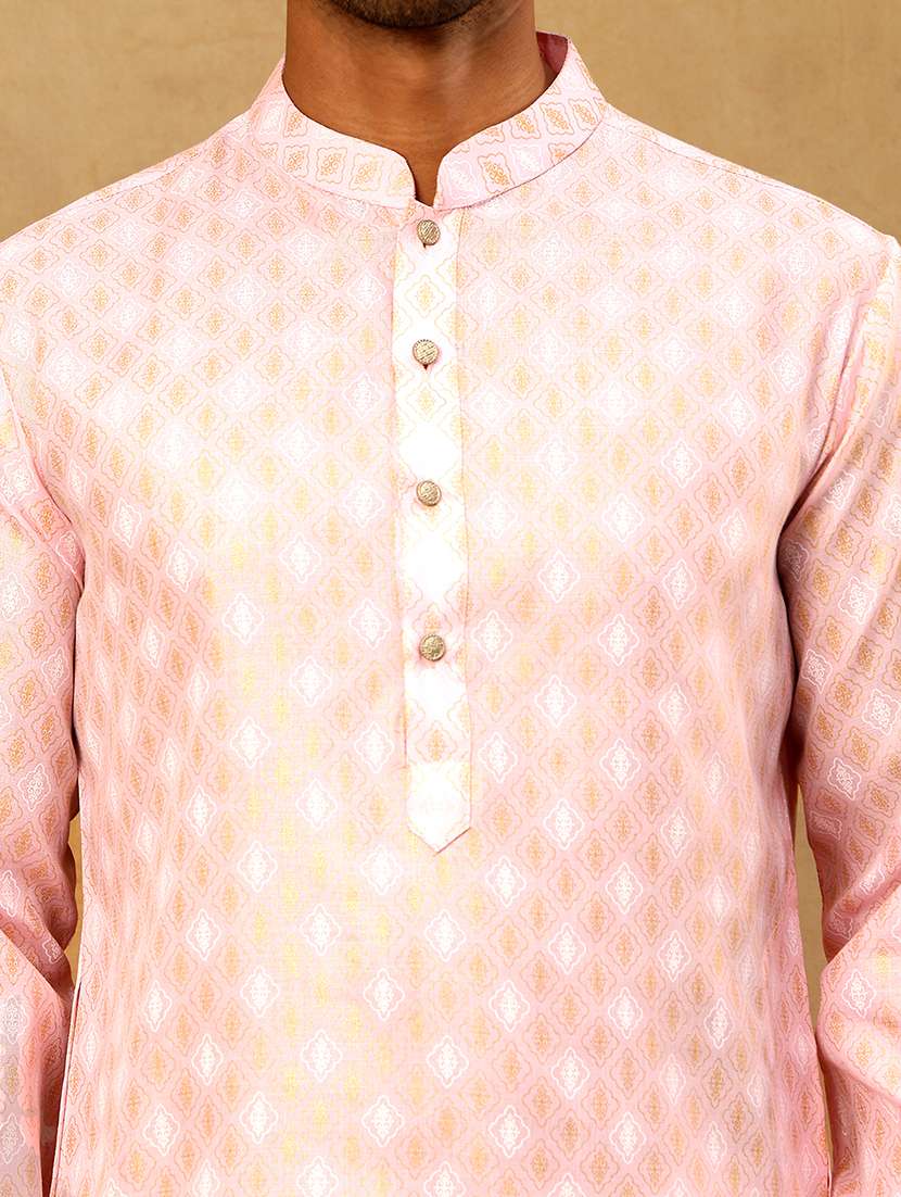 men pink cotton long kurtas kurta - 22476962 -  Standard Image - 2
