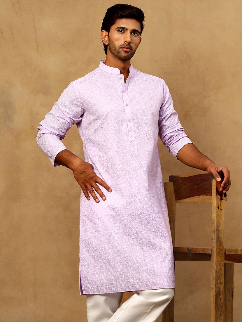 men purple cotton long kurtas kurta