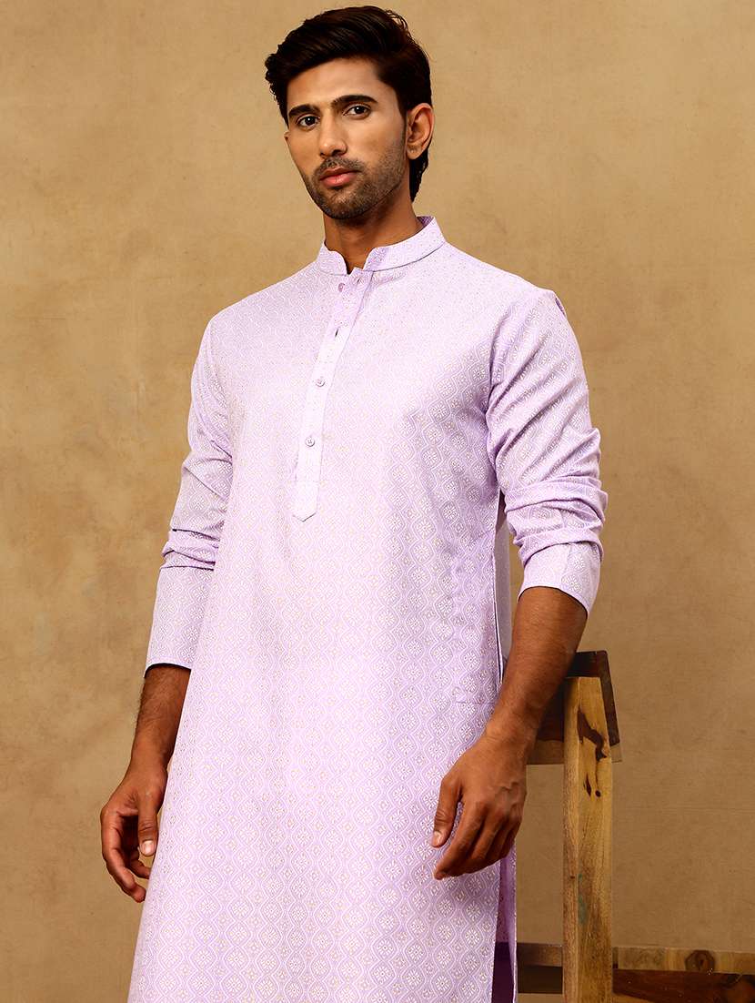Men Purple Cotton Long Kurtas Kurta - 22476966 -  Standard Image - 2