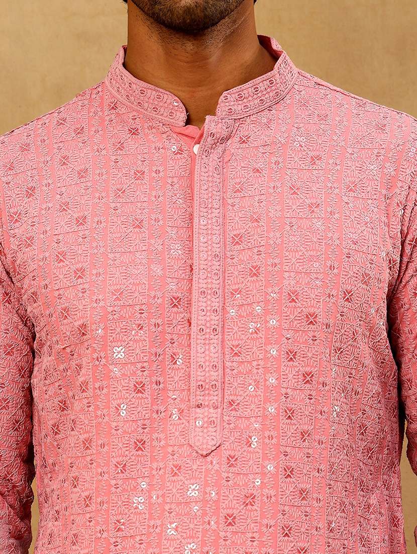 men embroidered long sleeve straight kurta - 22477004 -  Standard Image - 2