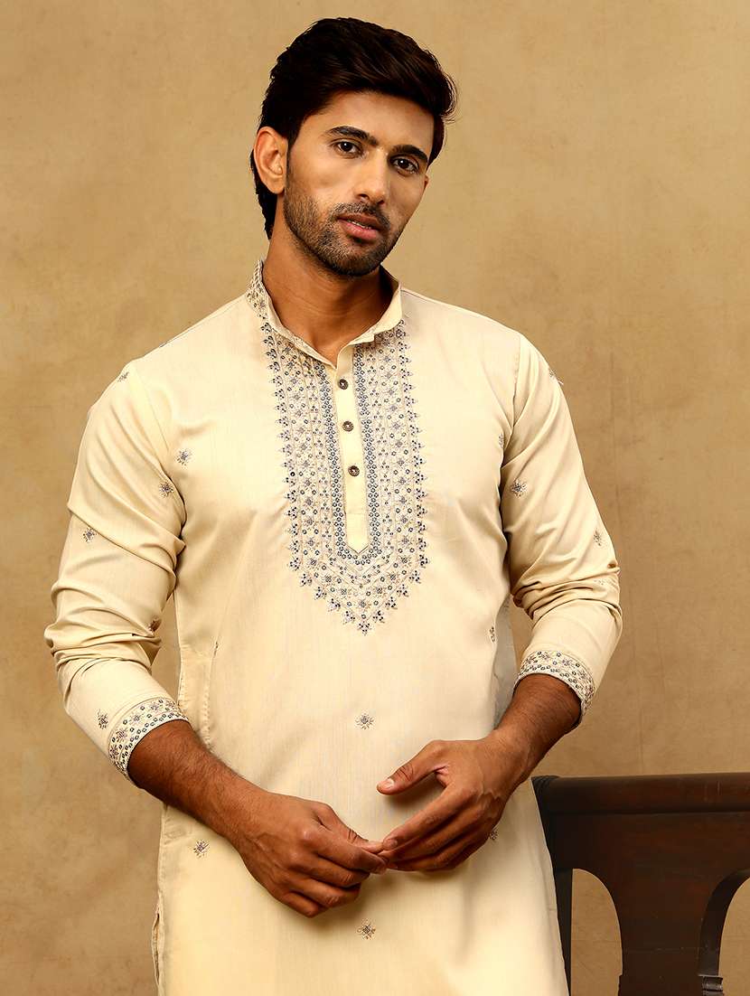Men Embroidered Long Sleeve Straight Kurta - 22477006 -  Standard Image - 2