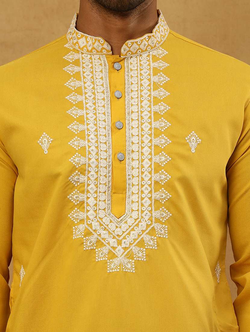 men embroidered long sleeve straight kurta - 22477009 -  Standard Image - 2