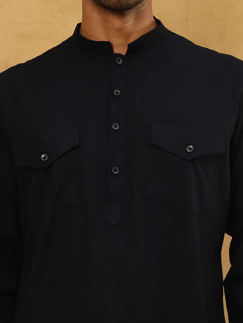 men black viscose kurta pyjama ethnic wear set - 22477114 -  Standard Image - 2