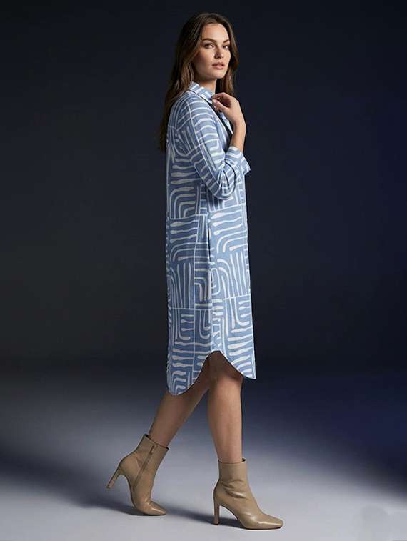 women printed blue viscose straight dress - 22477145 -  Standard Image - 2