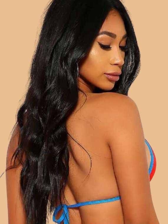 women solid red nylon bikini - 22477175 -  Standard Image - 2