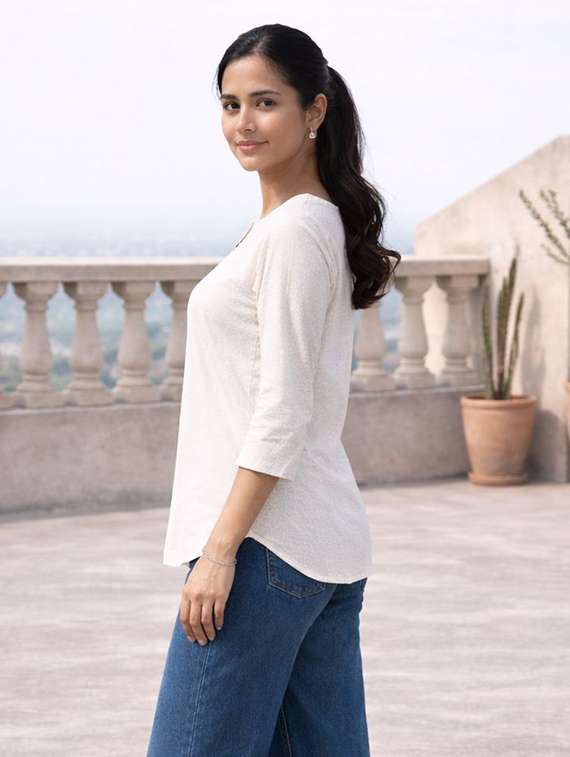Women White Linen Regular Top - 22477442 -  Standard Image - 2