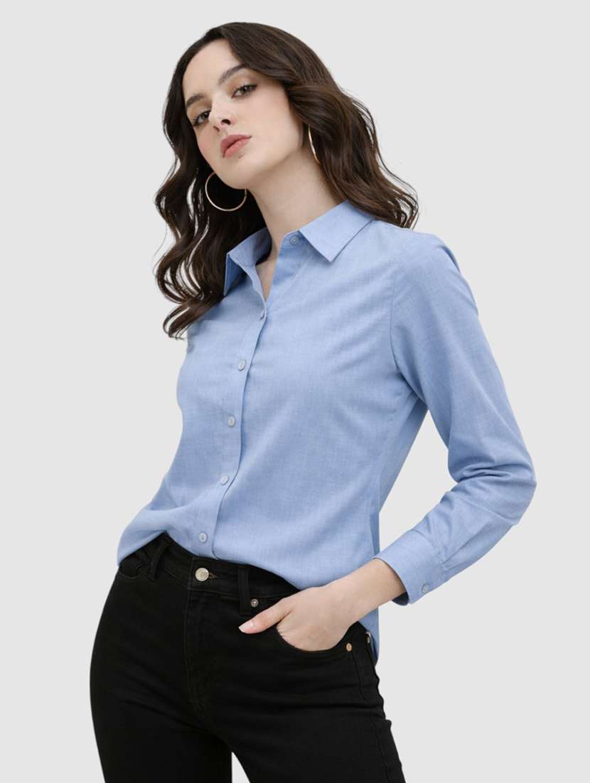 women solid long sleeves formal shirt - 22477544 -  Standard Image - 2
