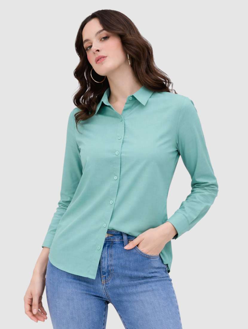 women solid long sleeves formal shirt - 22477545 -  Standard Image - 2